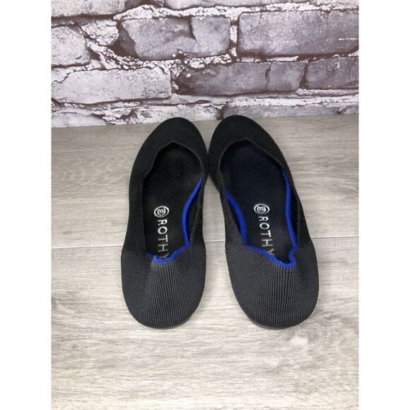 Rothys The Flat Black Knit Fabric Round Toe Ballet Flats Women’s Sz 8.5M US/39EU - Picture 5 of 16